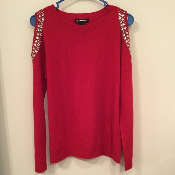 INC International Concepts Sweaters - INC Jeweled Cold Shoulder Sweater